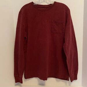Lanesboro Men's Long Sleeve Pocket T-Shirt Burgundy Red Size Medium